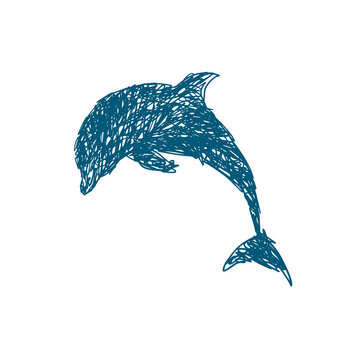 Dolphin line abstract. Handmade shading. Vector illustration