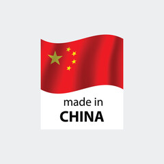 made in CHINA vectorstamp. bagge with CHINA flag	