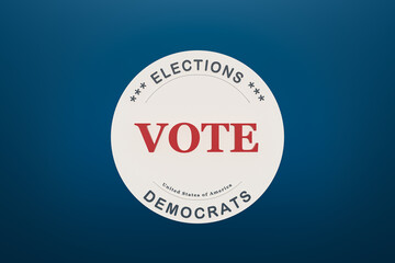 US election banner for Democrats  with the call Vote in red and blue background. Political concept, 3d illustration. 