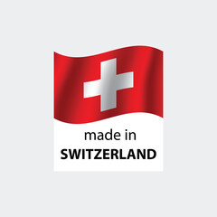Fototapeta premium made in Swiss vector stamp. badge with Swiss flag 