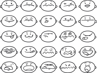 set of cartoon people with different expressions