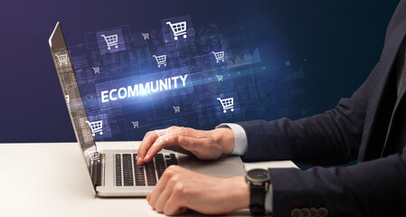 Businessman working on laptop concept