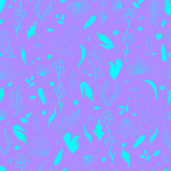 Vector seamless pattern of leaves and twigs.  botanical illustration