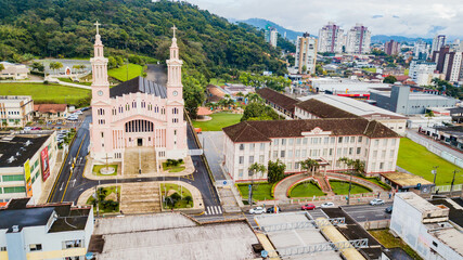 Jaraguá do Sul SC - Aerial view of the parish church of Jaraguá do Sul