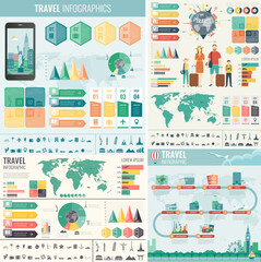 Fototapeta premium Travel infographic collection for business and presentation. Infographic template. Vector illustration