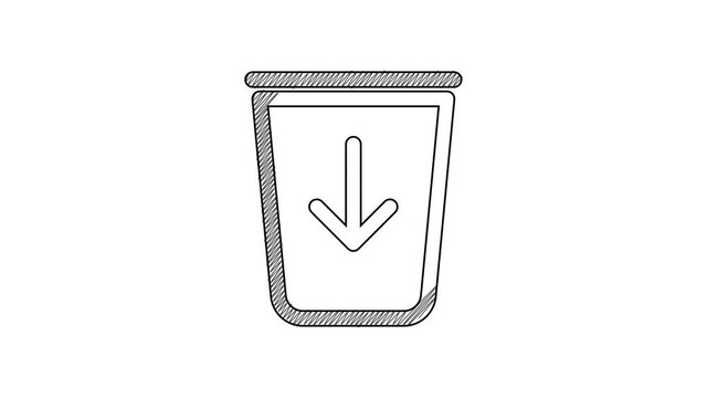 Black line Send to the trash line icon isolated on white background. 4K Video motion graphic animation