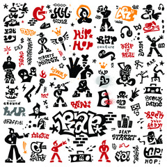 rap, hip hop sign and symbols ,icon set