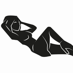 female body black white illustration