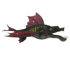 3d-illustration of an isolated fantasy dragon fish