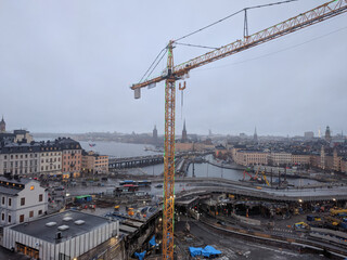 Gamla Stan and Slussen infrastructure and construction, Stockholm, Sweden.