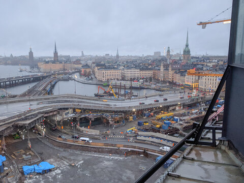 Gamla Stan and Slussen infrastructure and construction, Stockholm, Sweden.