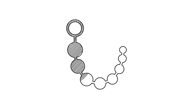 Black line Anal beads icon isolated on white background. Anal balls sign. Fetish accessory. Sex toy for men and woman. 4K Video motion graphic animation
