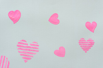 pink hearts on a light background