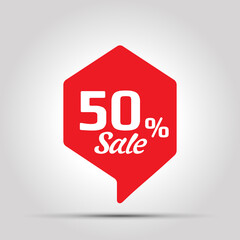 Special offer sale red tag. This is the concept of the price list for discounts, of an advertising campaign, advertising marketing sales, a 50% off discount, a unique offer. Vector illustration.