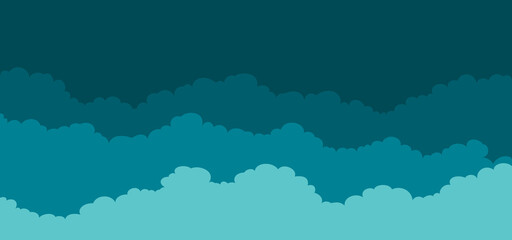 Obraz premium Sky and Clouds, Beautiful Background. Stylish design with a flat, cartoon poster, flyers, postcards, web banners. holiday mood, airy atmosphere. Isolated Object. Design Material. Vector illustration.