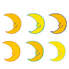 シンプルな手書き風三日月のイラストセット