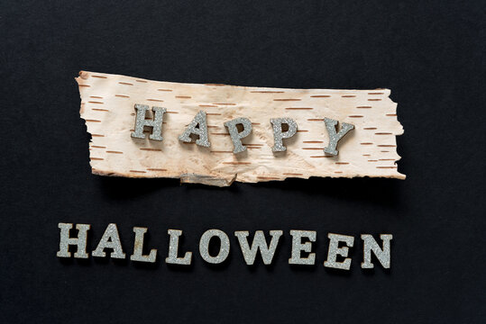 halloween message or sign with the words "happy halloween" with space