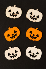 set of halloween jack o lanterns on black