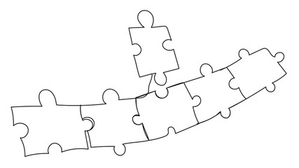 One line folding puzzles in vector. Dropped out of a link, an eye-catching, special element. Work and team symbol.