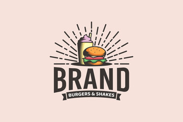 burger and shakes logo vector graphic for any business especially for fast food, restaurant, cafe, etc.