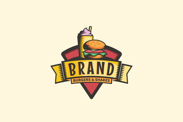 burger and shakes logo vector graphic for any business especially for fast food, restaurant, cafe, etc.