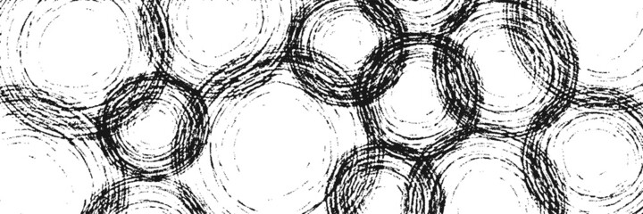 Gray vector banner in grunge style, abstract circles