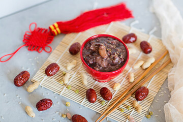 Chinese traditional food, Laba porridge. Breakfast cereals, healthy eating. Laba festival, Chinese New Year, Spring festival concept