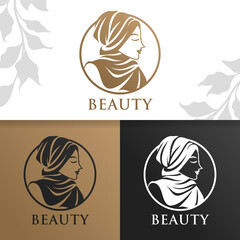 beauty hijab woman logo template