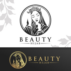 beauty hijab woman logo template