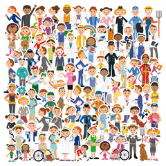 重なり合う地域の人々集合