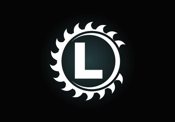 Initial L monogram alphabet with the saw blade. Carpentry, woodworking logo design. Font emblem. Modern vector logo for sawmill business and company identity