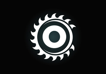 Initial O monogram alphabet with the saw blade. Carpentry, woodworking logo design. Font emblem. Modern vector logo for sawmill business and company identity