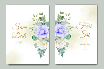 Fototapeta na wymiar beautiful floral leaves wedding invitation card watatercolor