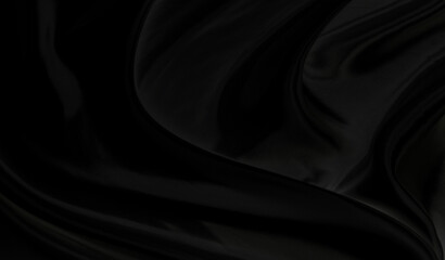 Black gray satin dark fabric texture luxurious shiny that is abstract silk cloth background with patterns soft waves blur beautiful.