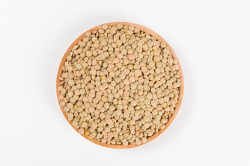 raw lentil culinaris beans isolated on white background