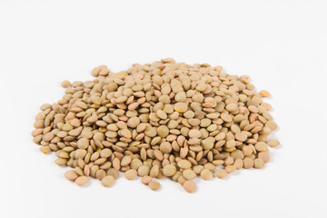 raw lentil culinaris beans isolated on white background