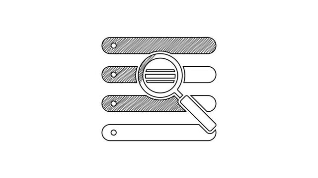 Black line Search in a browser window icon isolated on white background. 4K Video motion graphic animation