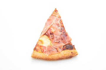 Pizza with prosciutto or parma ham pizza on white background