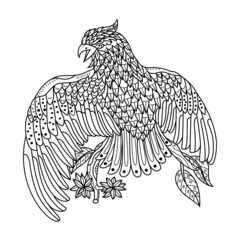 Hand drawn of eagle in zentangle style