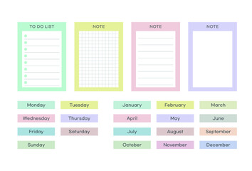 Notes, to do, date, month sticker template illustration.