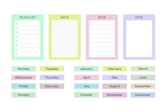 Notes, to do, date, month sticker template illustration.