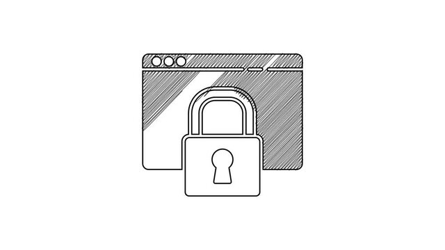 Black line Secure your site with HTTPS, SSL icon isolated on white background. Internet communication protocol. 4K Video motion graphic animation