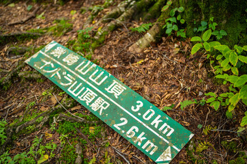 富山県富山市の立山連峰、鍬崎山、大品山、瀬戸蔵山の登山道の風景 A view of the trails in the Tateyama Mountain Range, Mt. Kuwasaki, Mt. Oshina, Mt. Setokura, Toyama city, Toyama prefecture. 