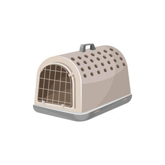 Cat carrier case or pet portable container for travel, vector. Pets care accessory and carry equipment item, cat transportation case bag with handle, isolated flat icon