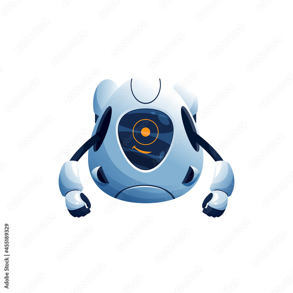 Poster electronic humanoid isolated robot without legs realistic icon.vector automation character with flex