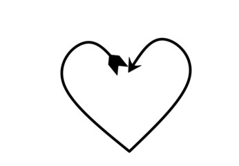 black and white arrow heart