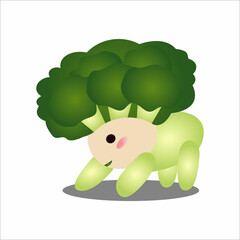 Cute broccoli mascot cartoon vector illustration yoga pose