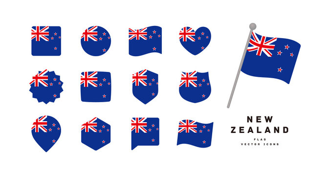 New Zealand national flag icon set vector illustration	
