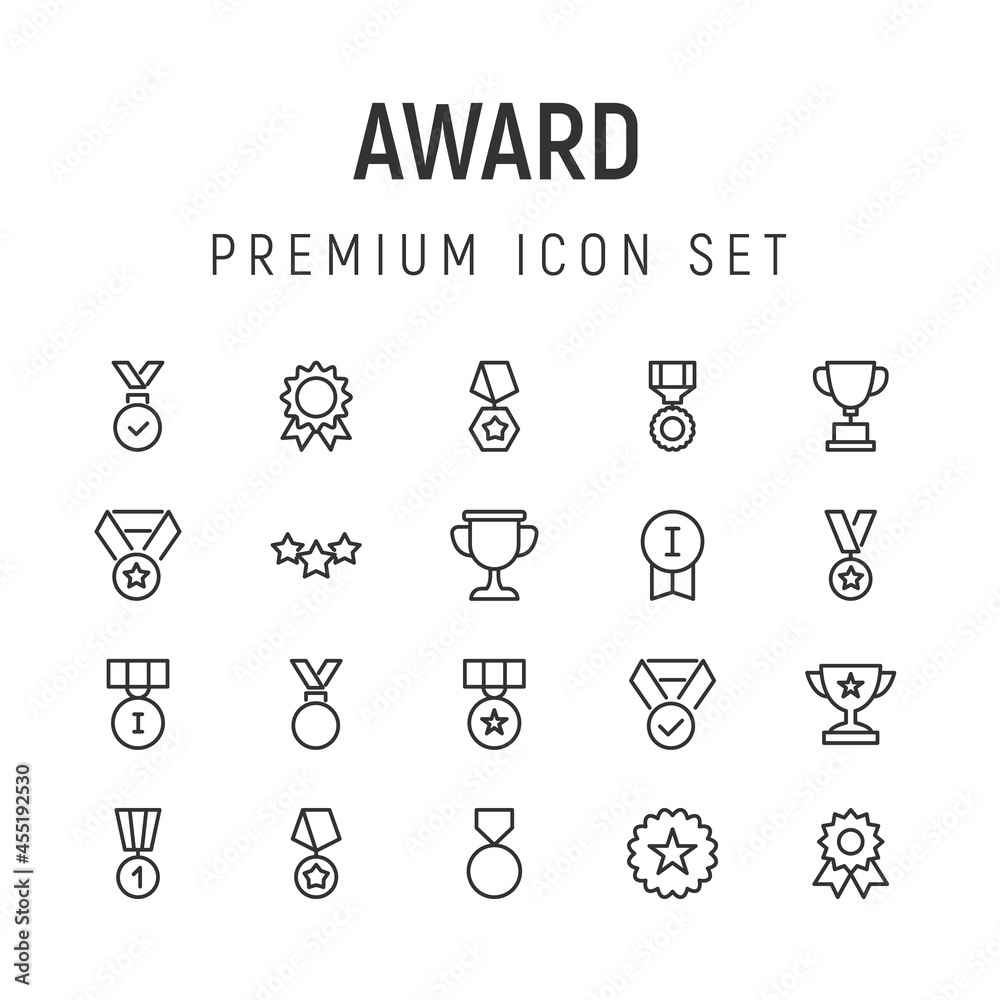 Wall mural Premium pack of award line icons.