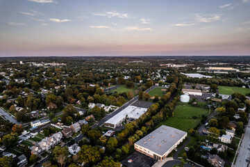 Aerial Drone Sunset in Souderton Pennsylvania 